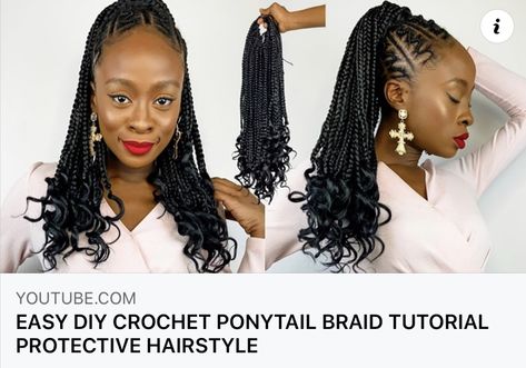 Diy How to make a box braid ponytail for less than $5 Very easy tutorial #naturalhairupdo #nigerianyoutuber #diyhairstyle #braidedhairstylesforblackwomen #braidedhairstylestutorials #protectivehairstyles #nigerianfashion #crochethairstyles #crochetpony #cornrowhairstyles #boxbraidstyles Box Braid Ponytail, Hairstyle For Natural Hair, Expression Braids, Easy Diy Crochet, How To Make Braids, Crochet Ponytail, Ponytail Braid, Braided Pony, Ponytail Tutorial