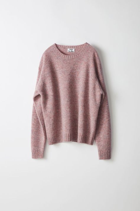 Acne Studios - Samara Wool dusty pink casual pullover sweater Dusty Pink Sweater, Julie James, Lace Knitting Stitches, Pink Pullover Sweater, Casual Pullover Sweater, Pink Clothes, Random Things I Love, Pink Outfits, Samara