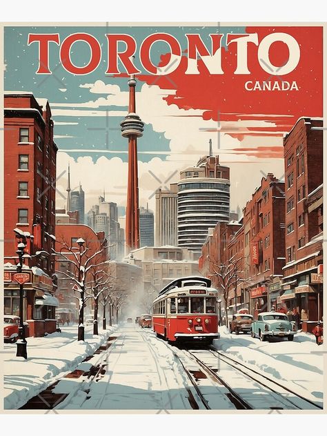 Add some fun and beauty to your home with this Canadian traveler design or give it as the perfect gift! Canada Vintage Poster, Canada Stickers Printable, Vintage Country Posters, Canada Illustration, Toronto Poster, Poster Tourism, Canada Poster, Posters Canada, Vintage Toronto