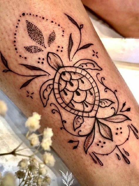 Native Turtle Tattoo, Turtle Leg Tattoo, Turtle Mandala Tattoo, Kauai Tattoo, Fine Line Turtle Tattoo, Honu Tattoo, Turtles Tattoo, Marine Tattoos, Hawaiian Turtle Tattoos