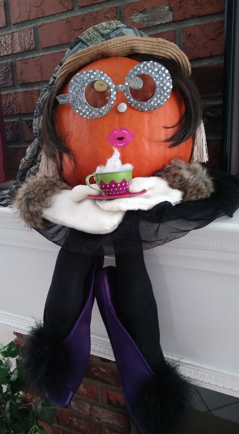 My entry for the pumpkin contest. Esthetician Pumpkin, Spa Pumpkin Painting, Ballerina Pumpkin, Creative Pumpkin Painting, Pumpkin Contest, Baby Reveal Party, Creative Pumpkins, Pumpkin Ideas, Pumpkin Painting