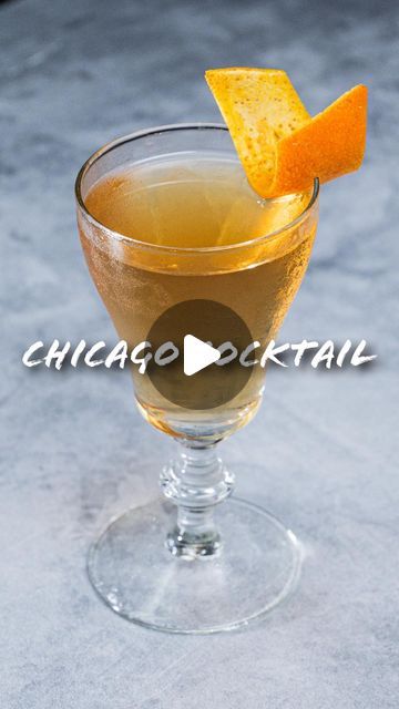 The Chicago Cocktail, essentially an Old Fashioned topped with Champagne. What’s the reason we haven’t been putting Champagne on our ... | Instagram Orange Peel Garnish, Cocktails Classic, Chicago Cocktail, Tasty Drinks, Drinks Cocktails, Angostura Bitters, Bitter Orange, Classic Cocktails, Orange Peel