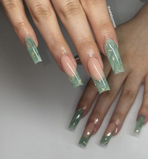 Jade Nails Designs, Nail Art Step By Step, Art Step By Step, Jade Nails, Green Acrylic Nails, Simple Acrylic Nails, Dope Nail Designs, Long Acrylic Nails Coffin, Flower Nail