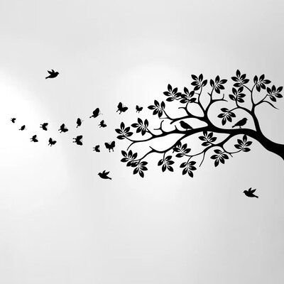 Isabelle & Max Tree Branch Butterfly Bird Vinyl Nursery Wall Decal Color: White Dinosaur Wall Decals, Bible Wall Decals, Bird Wall Decals, Tree Branch Wall, Polka Dot Wall Decals, Memory Wall, Butterfly Decal, Diamond Wall, Flower Wall Decals