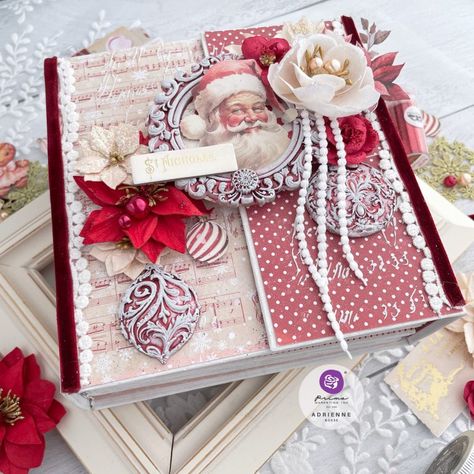 25 & Peppermint Inspiration – Prima Marketing Inc Christmas Mini Albums, Finnabair Art, Frank Garcia, Decoupage Decor, Prima Flowers, Spiral Planners, Art Basics, Prima Marketing, Christmas Minis