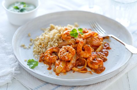 Healthy living prawn tikka masala | Tesco Real Food Prawn Masala, Tikka Masala Sauce, Prawn Dishes, Tesco Real Food, Prawn Recipes, Healthy Prawn Recipes, Chicken Breast Recipes Healthy, Healthy Fish, Tikka Masala