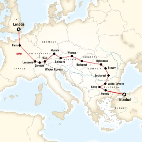 Europe Train Travel, Train Map, Veliko Tarnovo, Europe Train, Road Trip Europe, Travel Route, G Adventures, Road Trip Itinerary, Backpacking Travel