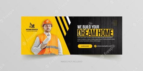 Premium PSD | Handyman home repair or construction facebook timeline cover and web banner template Construction Banner Design Ideas, Construction Billboard Design, Billboard Architecture, Cover Photo Design, Wedding Couple Cartoon, Cover Page Template, Email Signature Templates, Facebook Cover Template, Billboard Design