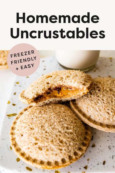 Homemade Uncrustables Frozen, Homemade Uncrustables Diy, Freezer Uncrustables, Homemade Crustables, Diy Uncrustables, Homemade Uncrustables, Batch Meals, Chewy Granola, Lunch Idea