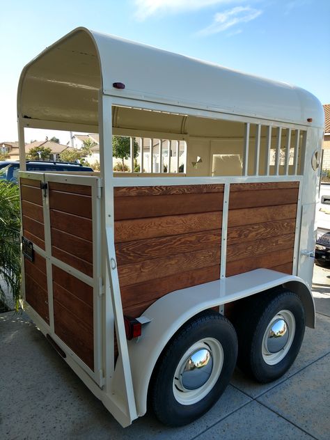 Horse Trailer Remodel Exterior, 2 Horse Trailer, Vintage Horse Trailer, Converted Horse Trailer, Horse Box Conversion, Horse Float, Trailer Bar, Landscape Trailers, Stock Trailer