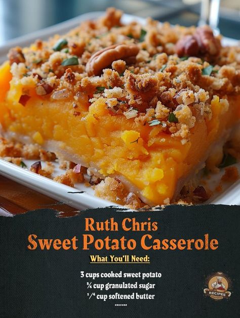 Tasteful Recipes Sweet Potato Cassarole, Ruth Chris Sweet Potato, Ruth Chris Sweet Potato Casserole, Ruths Chris Sweet Potato Casserole, Tasteful Recipes, Ruth Chris, Sweet Potato Recipes Casserole, Yummy Sweet Potatoes, Jamie Oliver Recipes