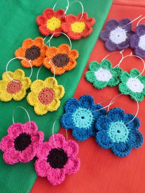 Flower Power Crochet, 70s Flower Power, Fun Earrings, Vintage Prints, Handmade Crochet, Etsy Australia, Flower Power, Crochet Necklace, Crochet Earrings