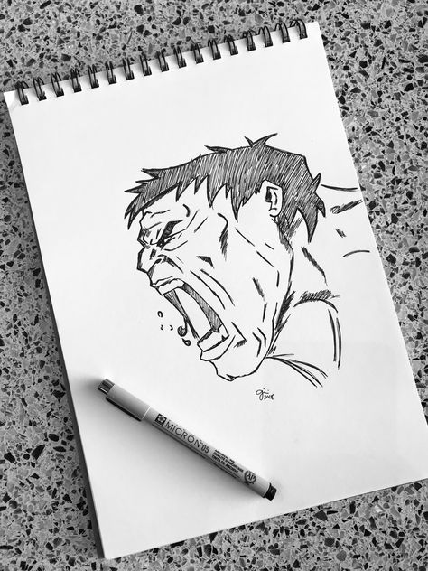 Incredible Hulk pen sketch @g.theartist Hulk Drawing Easy, Hulk Drawing Sketches, Hulk Art Drawing, Black Pen Sketch, Marvel Sketches Easy, Hulk Drawing, Easy Pen Sketches, Black Pen Sketches, Hulk Sketch