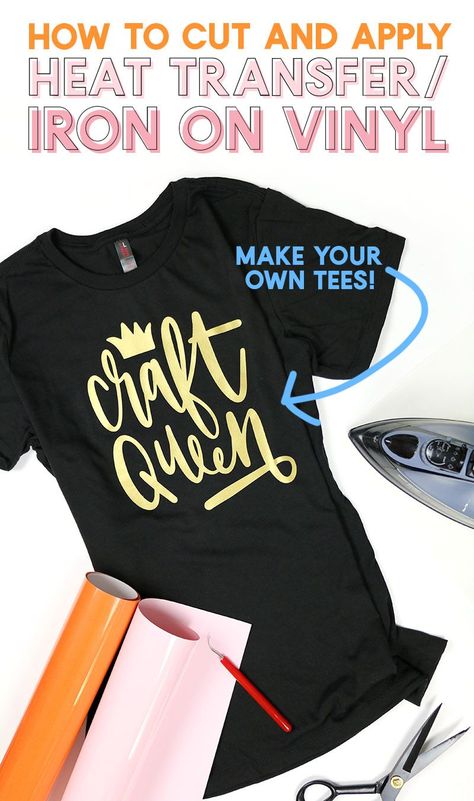 Learn how to make vinyl shirts, tote bags, and much more with iron on vinyl! If you are new to working with vinyl, it can be a bit overwhelming, but this step-by-step guide will teach you exactly how to use heat transfer vinyl, and you will be making custom tees and more in no time! Heat Transfer Vinyl Tutorial, Heat Transfer Vinyl Shirts, Cat Hat Pattern, Foundation Single Crochet, Oufits Casual, Crochet Stars, Vinyl Shirts, Cricut Tutorials, Silhouette Cameo Projects