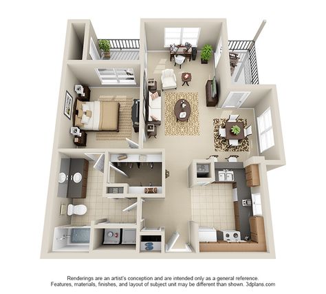 Our one bedroom, one bathroom A4 floor plan. This layout features our largest kitchen and a fireplace in select units! Bathroom Floor Plans Layout, Apartment Furniture Layout, Plan 2d, 2d Floor Plan, Apartment Floor, 3d Floor Plan, 3d House Plans, Modern Floor Plans, Bathroom Floor Plans