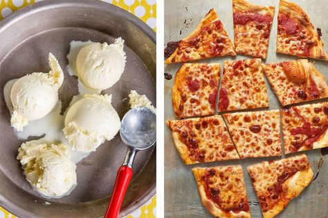 What your favorite ice cream flavor says about what pizza toppings you should order and vice versa... Pizza And Ice Cream, Ice Cream Pizza, Sherbet Ice Cream, Pizza Topping, Ice Cream Flavor, Neapolitan Ice Cream, Pineapple Pizza, Food Cookies, Chocolate Chip Ice Cream