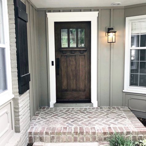 Craftsman Style Front Door, Mindfully Gray, Craftsman Style Front Doors, Craftsman Front Door, Craftsman Front Doors, Victorian Front Doors, Craftsman Style Doors, Cottage Front Doors, Diy Exterior