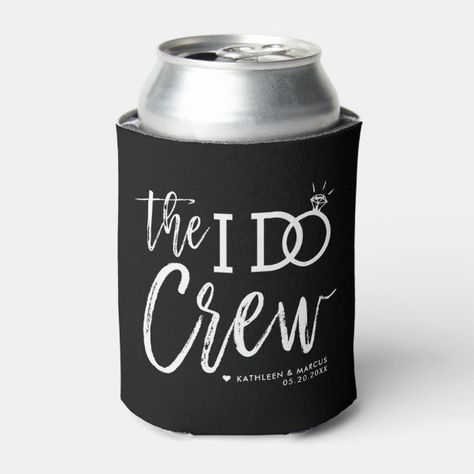 I Do Crew Can Coolers | Zazzle Diy Groomsmen Gifts, Wedding Party List, Best Groomsmen Gifts, Sparkling Diamond Ring, Groomsmen Gifts Unique, Party List, I Do Crew, Be My Groomsman, Wedding Koozies