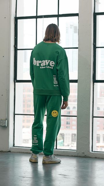 Brave the Label on Instagram: "loading… your new favorite sweatshirt 💚 - ethically made in los angeles - intentionally oversized fit - unique puff print design - super smiley 🙂 our signature sweatsuit 🖤 available on bravethelabel.com 🍀 #bravethelabel #ethicalclothing #ethicalbrand #consciousclothing #sweatsuit #sweatshirtseason #brandphotography #losangeles #orangecounty #newportbeach" Sweatsuit Design Ideas, Sweatsuit Design, Merch Ideas, Ethical Brands, Puff Print, Ethical Clothing, Photography Branding, Design Inspo, The Label