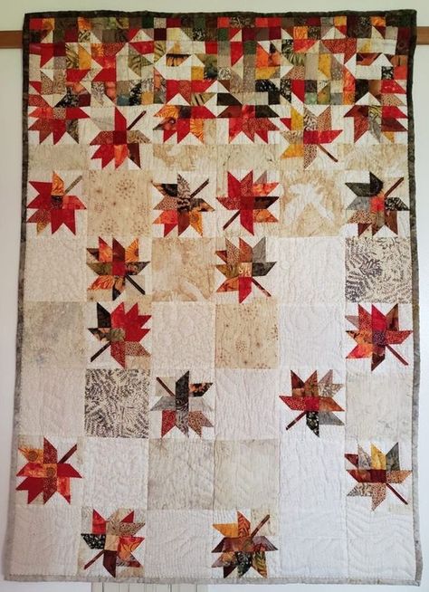 Easy Quilt Pattern | This quilt is a work of art with beautiful leaf patterns | Facebook Autumn Leaves Quilt Pattern, Autumn Leaf Quilt Pattern, Easy Fall Quilt Patterns Free, Fall Leaves Quilt Pattern, Autumn Quilts Ideas, Fall Quilt Ideas, Fall Quilts Patterns, Autumn Leaf Quilt, Leaf Quilt Pattern