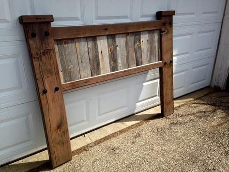 Barn Wood Headboard, Dark Wood Headboard, Barn Board Projects, Barnwood Headboard, Diy Wood Headboard, Head Boards, Pallet Headboard, Rustic Headboard, Barn Wood Projects