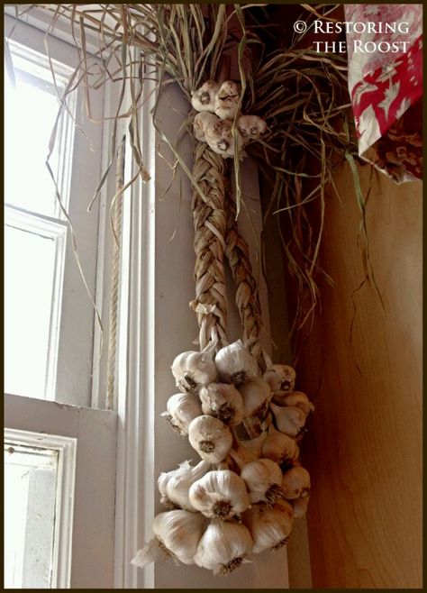 Hanging garlic Hanging Garlic, Primitive Home, Retro Futuristic, Dry Goods, In Kitchen, Burlap Wreath, Grapevine Wreath, Color Inspiration, Grape Vines