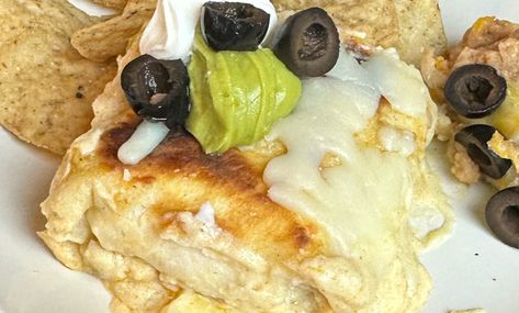 Easy Creamy White Chicken Enchiladas Crazy Busy Mama Recipes, Creamy White Chicken Enchiladas, Crazy Busy Mama, Mexican Dinners, Mexican Menu, Chicken Casseroles, White Chicken Enchiladas, Coffee Creamer Recipe, Creamer Recipe