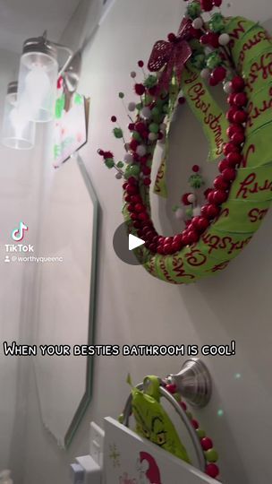 The Grinch Real Fans | I��’m super happy with my Grinch decorated bathroom this year | Facebook Grinch Bathroom Ideas, Grinch Bathroom Decor, Grinch Bathroom, Decorated Bathroom, Grinch Decorations, Grinch Christmas, My Bestie, The Grinch, Super Happy