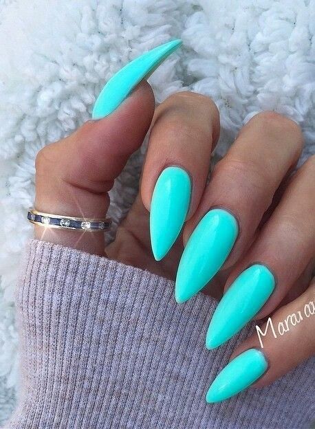 Acrylic Nails Natural, Nagel Stamping, Turquoise Nails, Different Nail Shapes, Blue Acrylic Nails, New Nail Designs, Blue Nail Polish, Blue Nail Designs, Super Nails