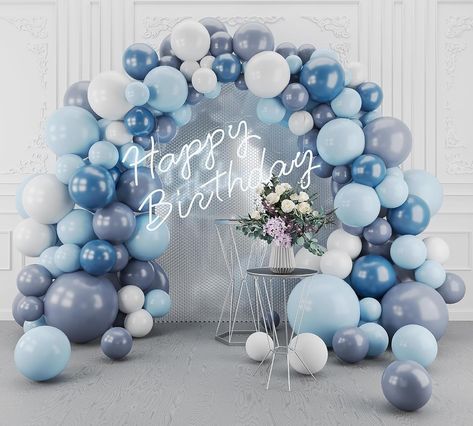 Amazon.com: Dusty Blue Balloon Arch Garland Kit-143Pcs Macaron Gray Blue Balloons for Birthday Bridal Shower Christmas Reunion Party Wedding Decoration : Toys & Games 16 Balloon Arch, Sweet 16 Balloon Arch, Dusty Blue Sweet 16, Balloon Arch Blue, Blue Balloon Arch, Birthday Balloon Arch, Bridal Shower Christmas, Blue Sweet 16, Reunion Party