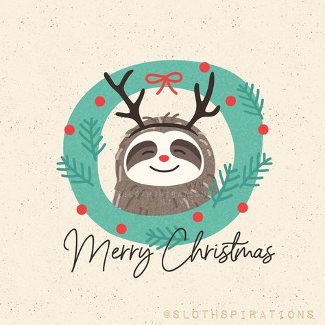 Christmas Sloth Drawing, Sloth Christmas Card, Christmas Tablecloth Ideas, Sloth Meme, Sloth Drawing, Sloth Life, Christmas Sloth, Whimsy Art, Sloth Art