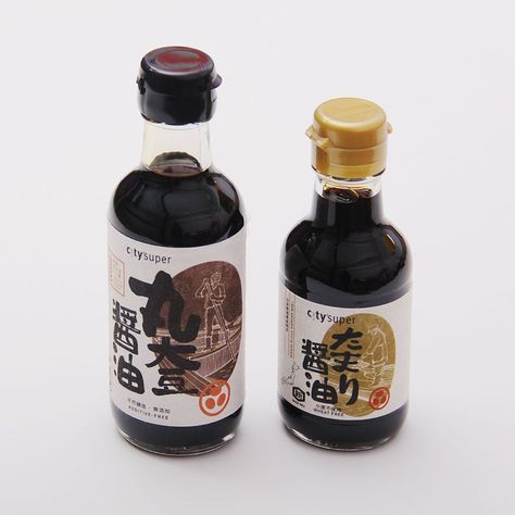 Japanese Sauce Packaging, Soy Sauce Bottle Design, Soy Sauce Packaging Design, Soy Sauce Packaging, Sauce Packaging, Kitchen Pattern, Japanese Sauce, City Super, Soya Sauce