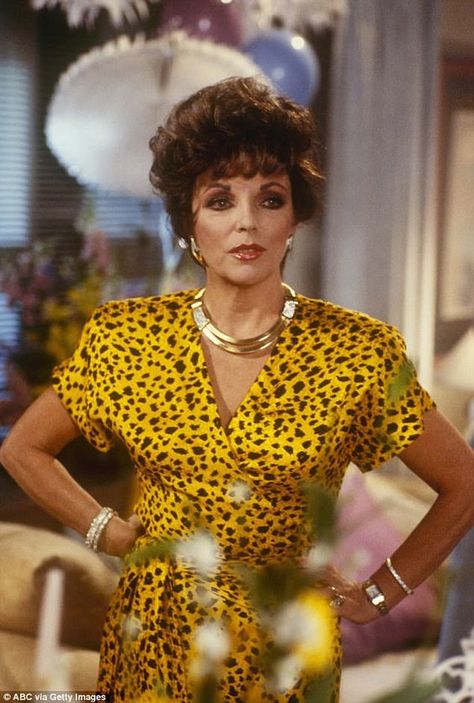 Is that 'The Leopard' look, Joan? Carrington Dynasty, Dynasty Tv Show, Alexis Carrington, Dame Joan Collins, Beverly Hills Los Angeles, Warren Beatty, Anna Nicole Smith, Joan Collins, Animal Magic