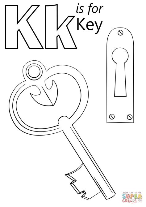 K Is For, Letter K Crafts For Preschoolers, K Is For Key, Key Coloring Pages, Letter K Worksheets, Letter K Activities, Letter K Art, K Coloring Pages, Letter K Crafts