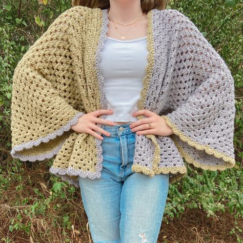 Easy Crochet Classic Granny Hexagon Cardigan - Free Pattern + Video Tutorial - Hayhay Crochet Granny Square Hexagon Cardigan Pattern Free, Crochet Granny Square Kimono, Granny Square Stitch Sweater, Crochet Hexagon Cardigan Plus Size, Crochet Pattern Cardigan Free, Granny Hexagon Sweater, Easy Granny Square Cardigan, Free Hexagon Cardigan Crochet Patterns, Crochet Hexagon Cardigan Pattern