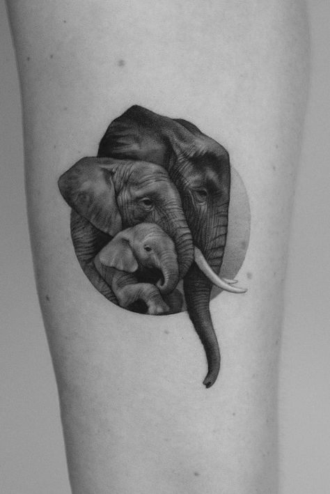 Elephant Head Tattoo, Elephant Family Tattoo, Baby Elephant Tattoo, Elephant Tattoo Meaning, Cute Elephant Tattoo, Elephant Tattoo Design, Unicorn Tattoos, Mother Tattoos, Tattoo Ideas For Women