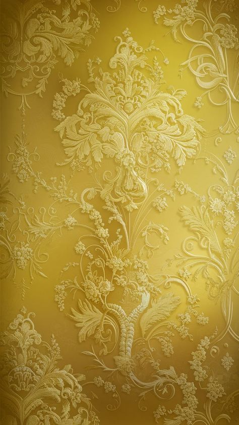 Dive into an era of grandeur with this delicate, vintage-inspired yellow wallpaper background. Featuring intricate, swirling patterns reminiscent of ornate Victorian designs, this wallpaper seamlessly blends subtle floral motifs with elements of damask and baroque styles. The soft, varying shades of yellow, ranging from pale daffodil to rich gold, create a warm, sophisticated ambiance. Perfect for evoking a sense of timeless beauty and luxury, this design brings historical richness to any setting. The detailed yet harmonious patterns ensure a visually captivating and elegant backdrop. Gold Damask Wallpaper, Wallpaper Old, Book Collage, Elegant Backdrop, Victorian Design, Damask Wallpaper, Yellow Wallpaper, Cloth Fabric, Old Wallpaper