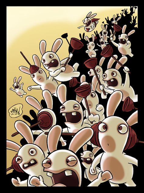 Raving Rabbids by mikemaihack.deviantart.com on @deviantART Real Bunnies, Raving Rabbits, Rabbits Invasion, Rabbit Invasion, Cartoon Bunnies, Rayman Raving Rabbids, Rabbids Invasion, Dbz Funny, Old Cartoon Shows