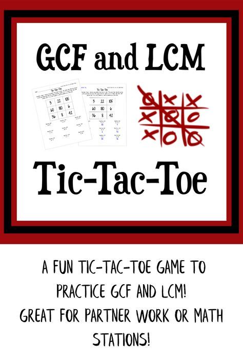 Have your students practice finding GCF and LCM with this tic-tac-toe game! Great for partner work and math stations! greatest common factor activities, least common multiple activities, gcf lcm worksheet, Gcf Lcm Activities, Least Common Multiple Activities, Lcm And Gcf Activities Math Games, Gcf And Lcm Activities, Greatest Common Factor Activities, Lcm Activities, Lcm Worksheet, Gcf And Lcm, Math Helper