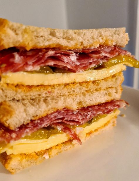 Salami Toasted Sandwich, Toasted Sandwich, Toast Sandwich, Bread Recipe, Bread Recipes, Pickles, Sandwiches, Toast, Bread