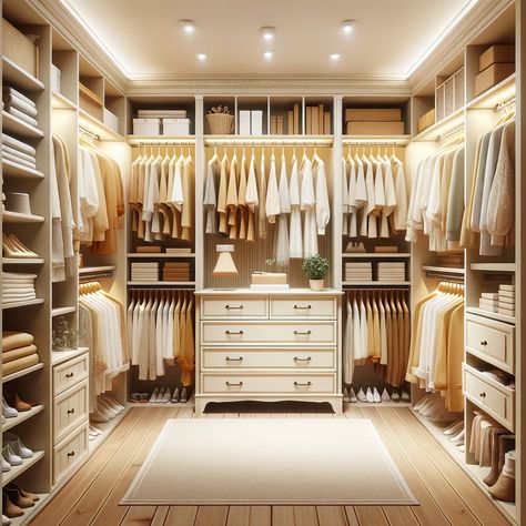 cream closet Building Walk In Closet, Boho Dressing Room Ideas, Walk In Dressing Room Ideas, Build In Closet Ideas, Primary Closet Design, Luxury Closet Designs Women, Walking Closet Pequeños, Closet Ideas Walk In, Master Closet Designs