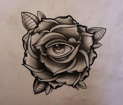 Rose with eye tattoo design 2 by thirteen7s Evil Eye Tattoo, Yakuza Tattoo, Tattoo Rose, Roses Tattoo, Temp Tattoo, Rose Tattoo Design, Elephant Tattoos, Feather Tattoos, Owl Tattoo