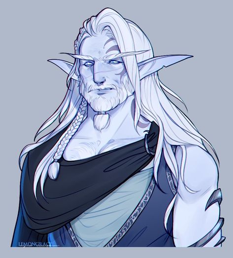 Sea Elf Dnd Male, Winter Eladrin Male, Winter Fey, Astral Elf Dnd, Wow Night Elf, Banshee Art Beautiful, High Elf Male, Astral Elf, Moon Elves