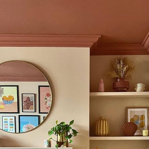 Colourful Rooms, Half Painted Walls, Spare Room Office, Pink Combination, Hallway Paint, Painted Woodwork, First Home Ideas, Small Guest Room, Victorian Terraced House