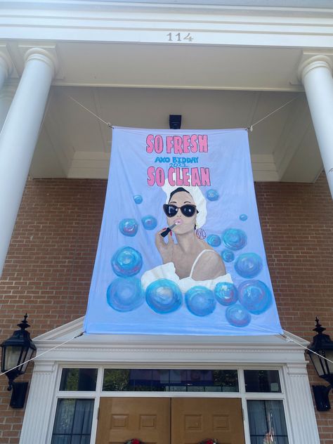 So Fresh So Clean Sorority Theme, So Fresh So Clean Sorority, So Fresh So Clean Bid Day Theme, Bubble Bid Day Theme, Freshly Picked Bid Day, Bubble Bid Day, So Fresh So Clean Bid Day, Sorority Parents Weekend Banner, Mad Happy Bid Day