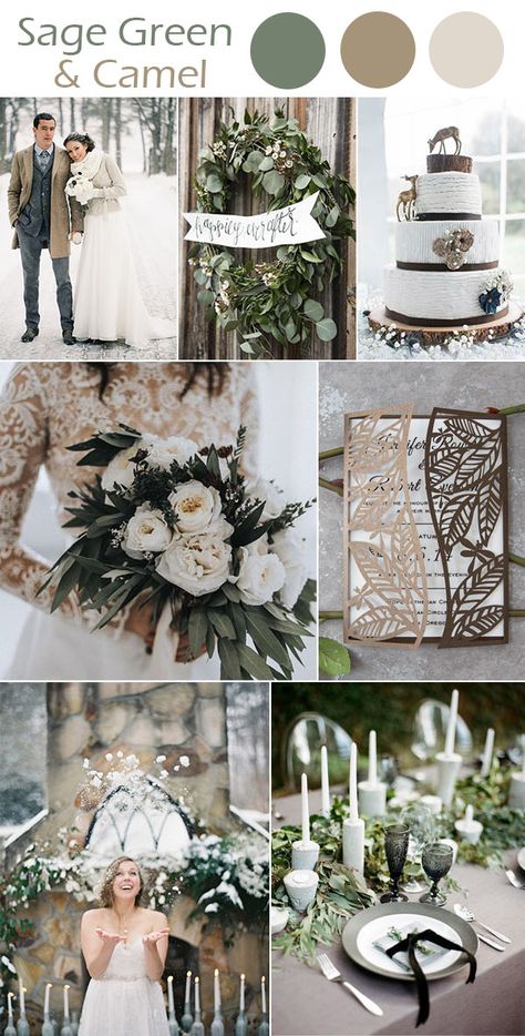 sage green and camel brown winter wedding inpiration ideas Boda Diy, Maroon Wedding, Green Wedding Colors, Winter Wedding Colors, Sage Wedding, Winter Wedding Decorations, Spring Wedding Colors, Sage Green Wedding, Wedding Colors Blue