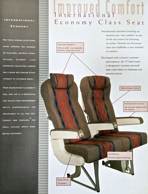 United Airlines Economy Seats Airplane Interior, Economy Seats, Business Class Seats, Airline Seats, Vintage Airline, Old Planes, Airline Logo, Airplane Window, Vintage Airlines