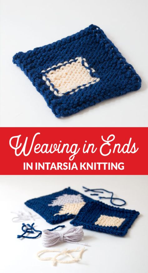 Many people find weaving in ends to be one of the most frustrating parts of intarsia knitting. Click through for a video tutorial that walks you through how to weave in all of those pesky ends, specifically for intarsia colorwork. How To Make A Beanie, Intarsia Knitting Charts, Make A Scarf, Crochet Guide, Knit Tutorials, Diy Bunny, Intarsia Knitting, Studio Knit, How To Weave