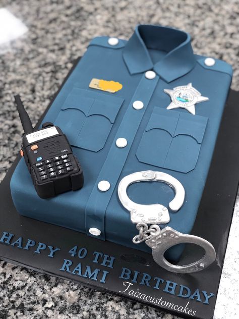 Cop Cake, Police Cake, Police Cakes, Baby Boy Birthday Cake, Minnie Mouse Birthday Cakes, Promotion Party, Shirt Cake, Chocolate Sculptures, Chicago Police