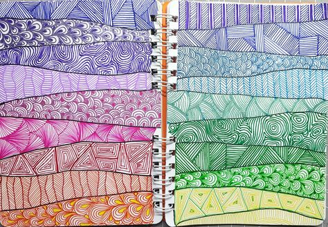 Rainbow Zentangle, Artistic Doodles, Relaxing Drawing, Zendoodle Art, Mandala Sketch, 8th Grade Art, Zen Doodle Patterns, Zentangle Artwork, Doodle Inspiration